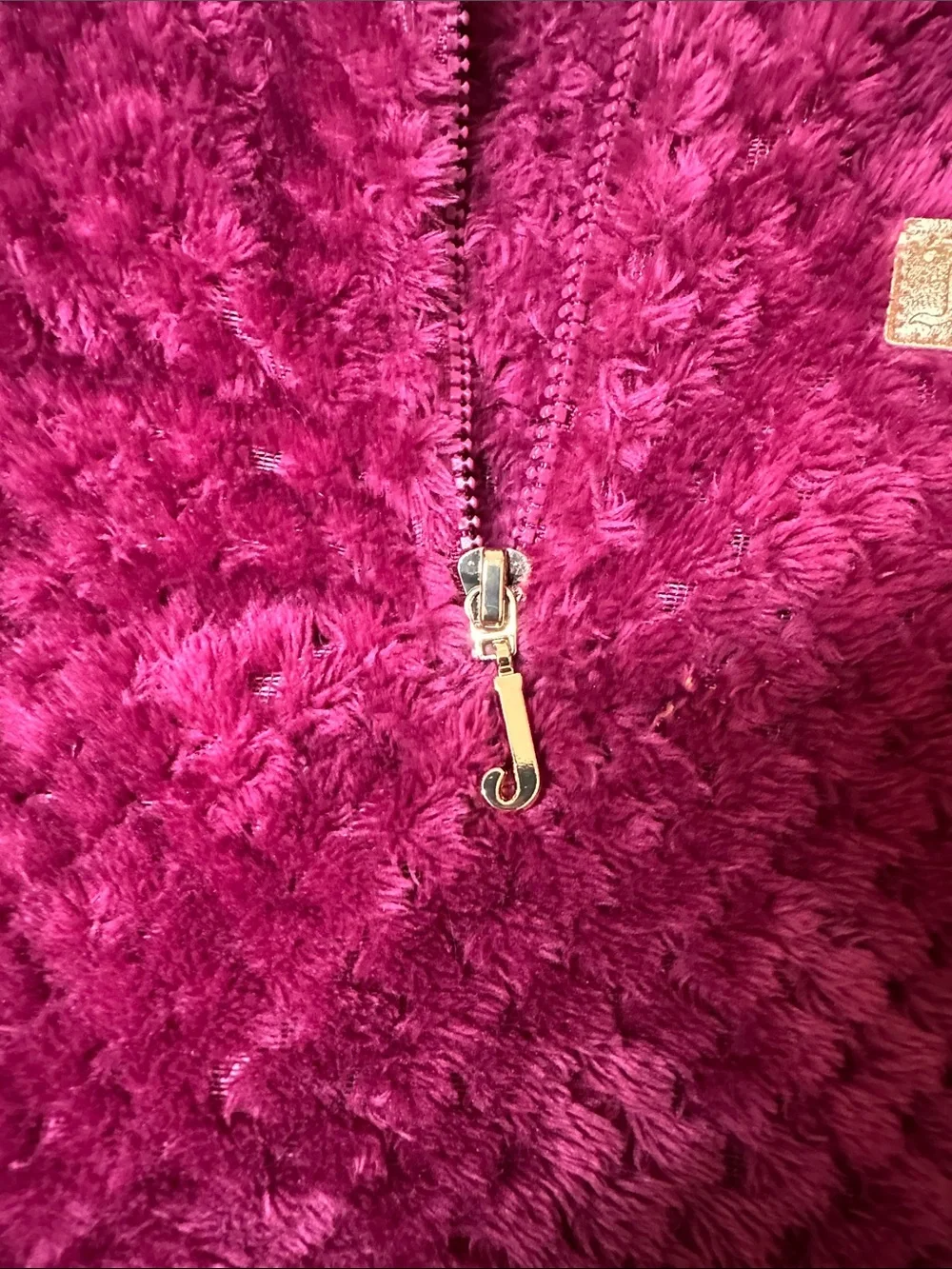 Juicy Couture Plush Half-Zip Pullover - Deep Raspberry